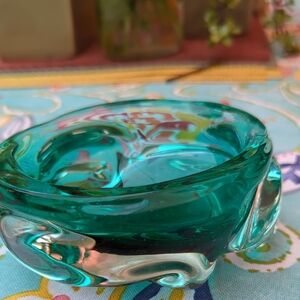 Green glass bowl